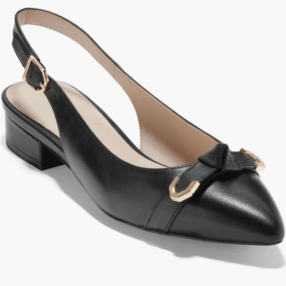 Black leather sling backs - Picture 1 of 10